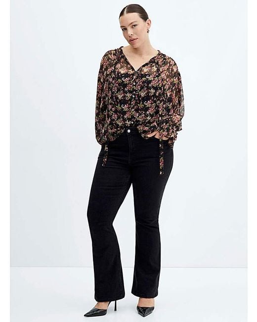 Mango Multicolor Semi- Transparent Flowy Blouse