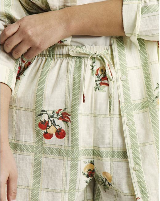 Simply Be Natural Fruit Print Check Short