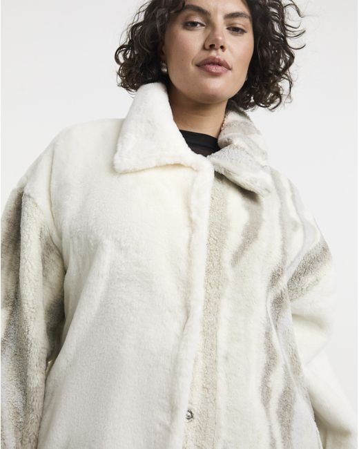 Native Youth White Sherpa And Faux Fur Coat