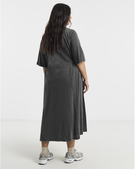 Simply Be Black Acid Wash Midi Dress