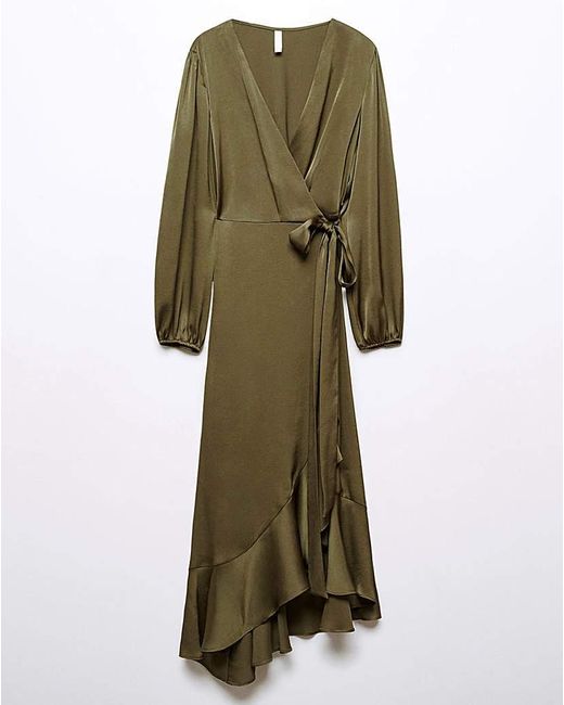 Mango Green Ruffle Wrap Dress