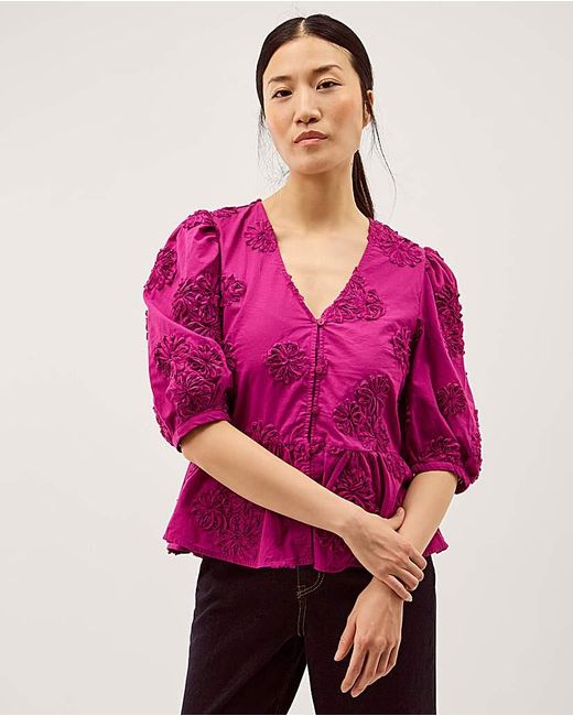 Monsoon Pink Tammy Puff Sleeve Top