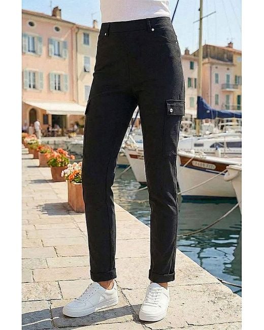 Roman Black Roman Turn Up Stretch Cargo Trousers