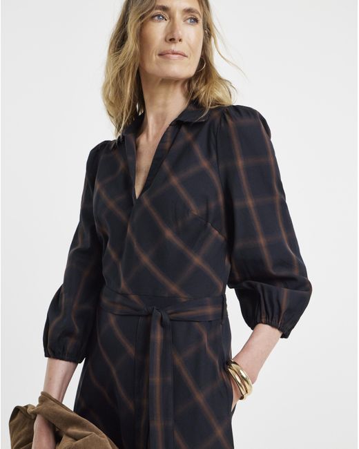 JD Williams Black Check Belted Shirt Dress