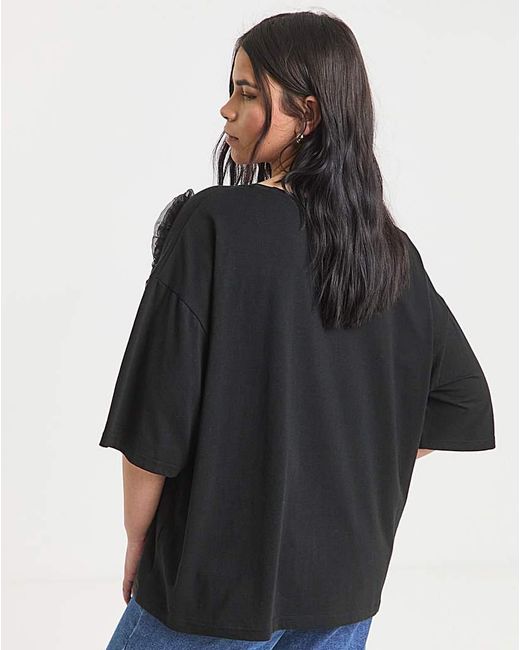 Simply Be Black Rosette T-Shirt