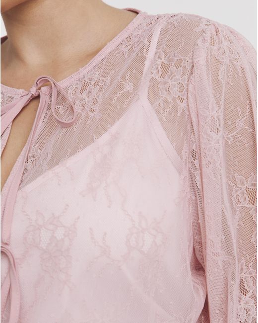 Simply Be Pink Lace Tie Front Top