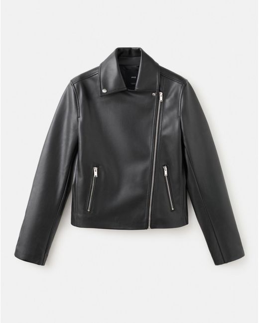 Mango Gray Faux Leather Biker Jacket