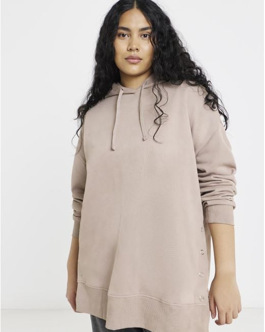 Simply Be Natural Popper Side Longline Hoodie