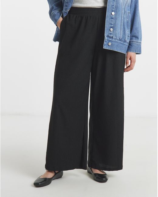 Simply Be Blue Jersey Textured Wide Leg Trousers