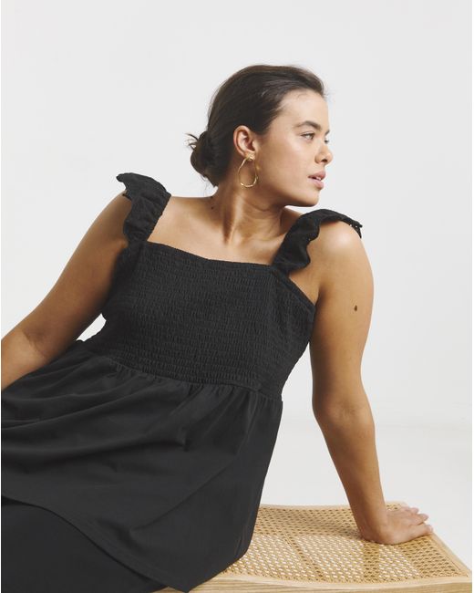 Simply Be Black Broderie Ruched Bust Vest