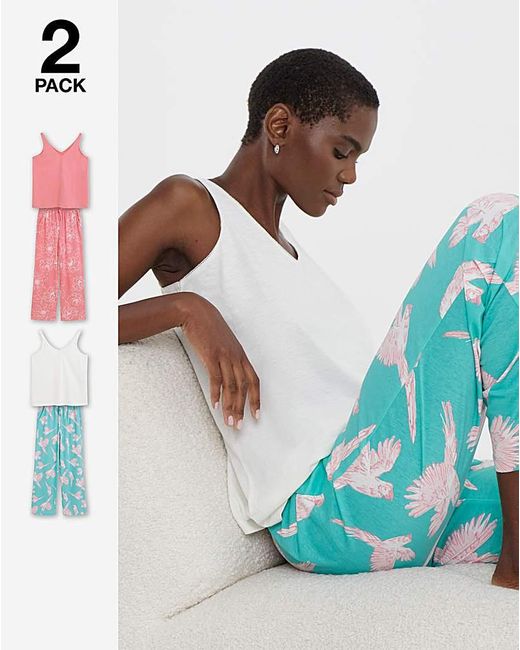 JD Williams White 2 Pack Cotton Pj Set
