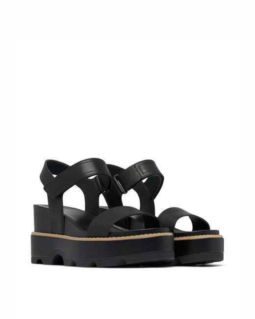Sorel Black Joanie Iv Y Strap Wedge