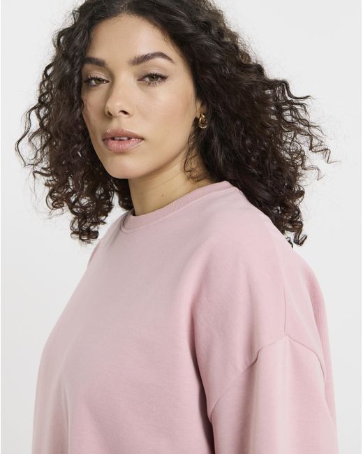 Simply Be Pink Curved Hem Sweatshirt