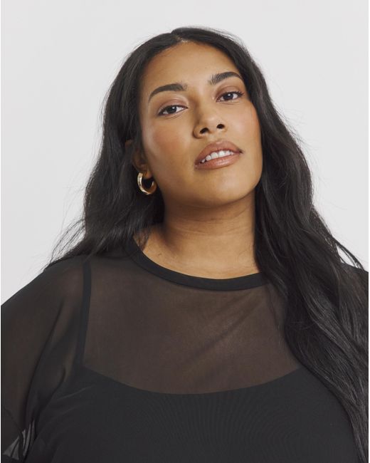 Simply Be Black Mesh Oversized T-Shirt