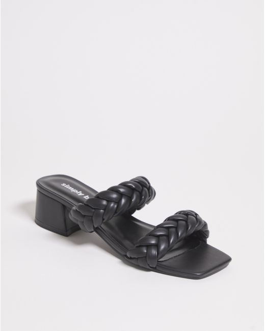 Simply Be White Plaited Low Heeled Sandals Ex Wide