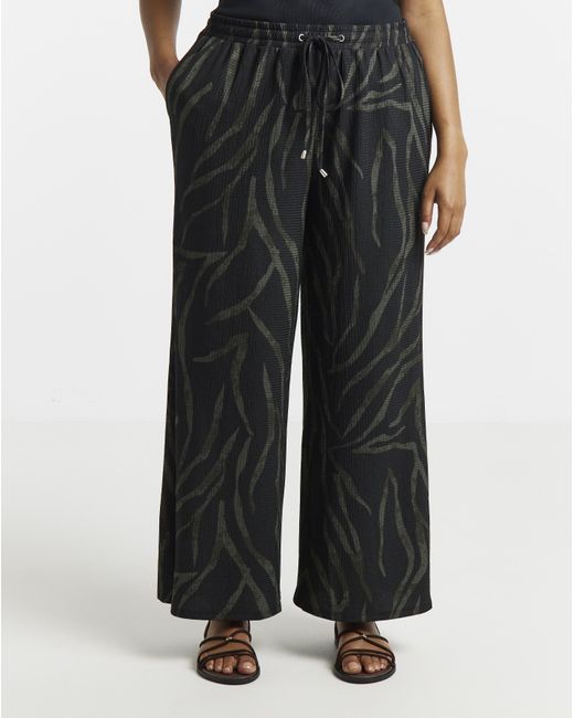 Simply Be Black Zebra Textured Jersey Trouser