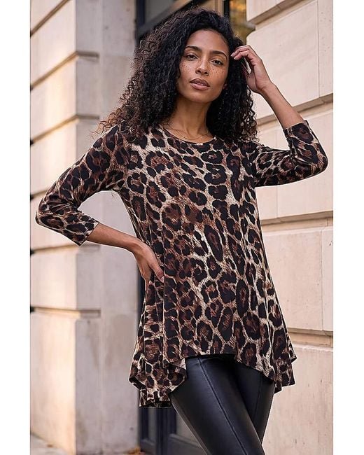 Roman Brown Roman Stretch Textured Animal Tunic