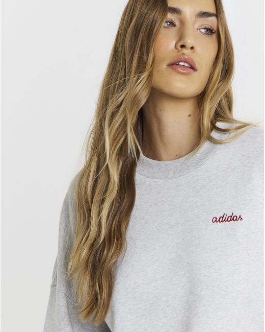 Adidas White Contrast Stripe Sweatshirt