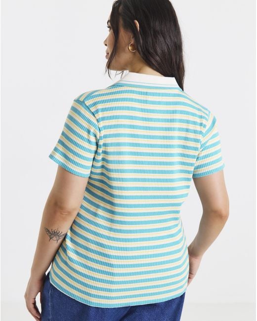 Simply Be Blue Polo Collar Cap Sleeve Top
