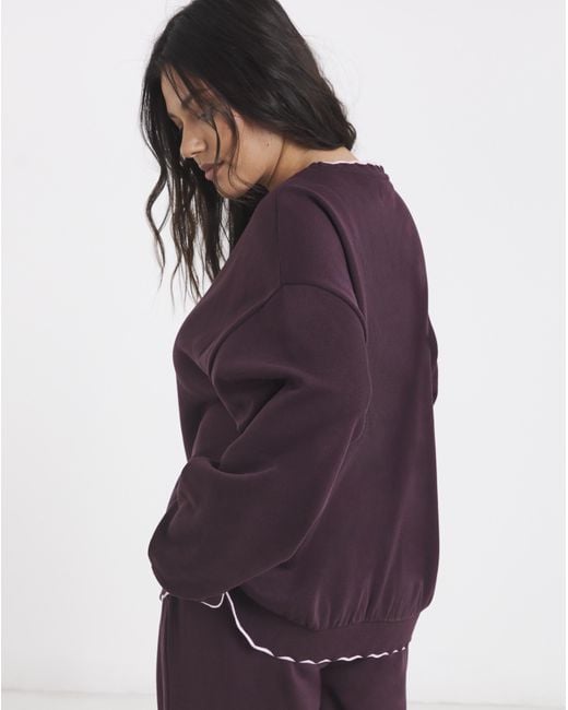 Simply Be Purple Scallop Trim Sweatshirt