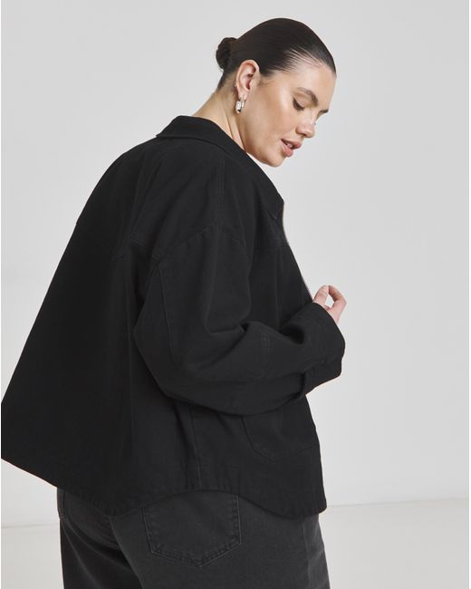 Simply Be Black Cropped Utility Jacket