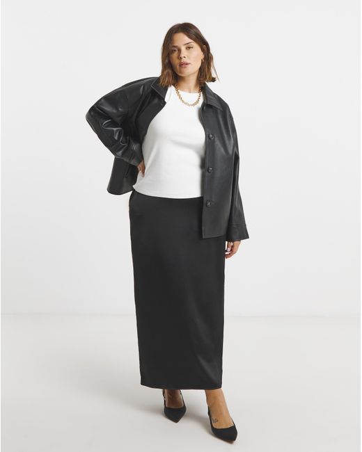 Simply Be White Satin Maxi Skirt