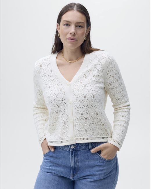 Mango Gray Openwork Detail Knit Cardigan