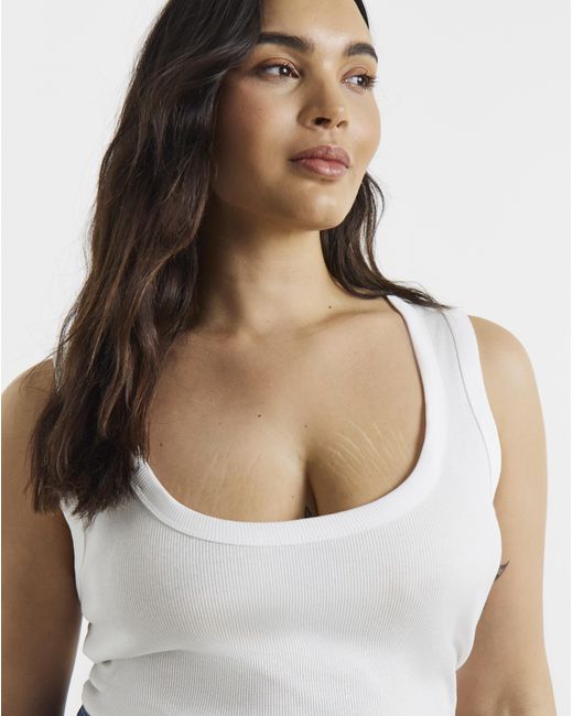 Simply Be White 3 Pack Pure Cotton Scoop Neck Tanks