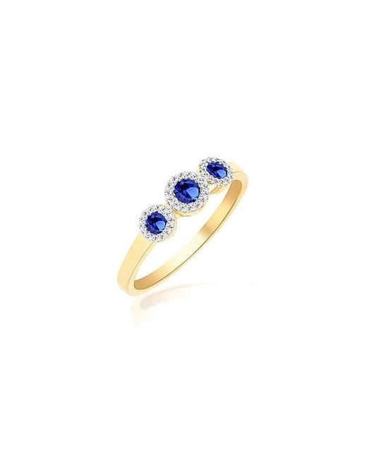 iJewel Blue 9Ct Yellowgold Lab Diamond Sapphire Ring