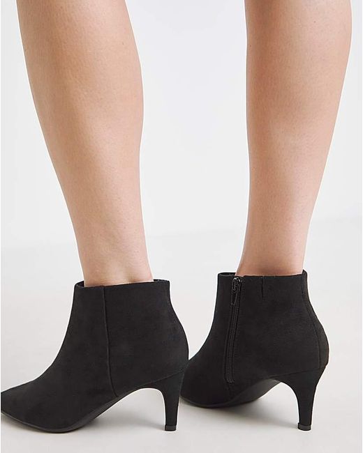 JD Williams White Kitten Heel Pointed Toe Ankle Boot E
