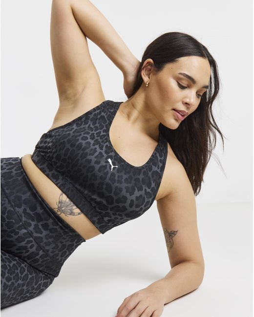 PUMA Black Padded Spotted Haze Sports Bra