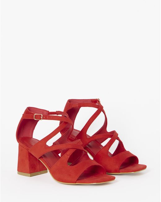Simply Be Red Cross Over Strappy Heel Extra Wide Fit