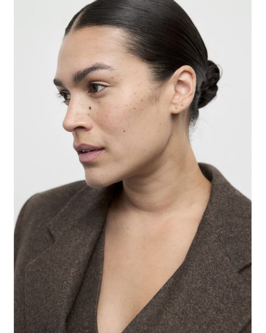 Mango Brown Speckled Wool Suit Blazer