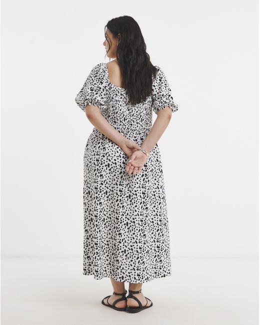 Simply Be White Waffle Shirred Midi Dress