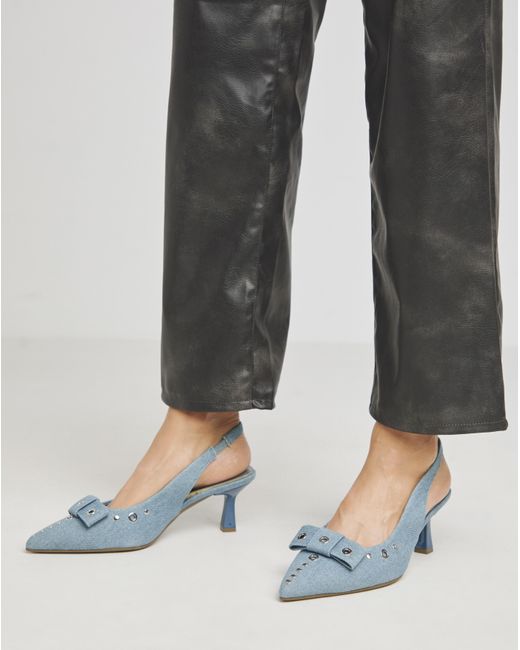 Simply Be Gray Eyelet Slingback Court Shoe Wide Fit