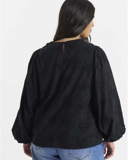 Simply Be Black Exaggerated Sleeve Top