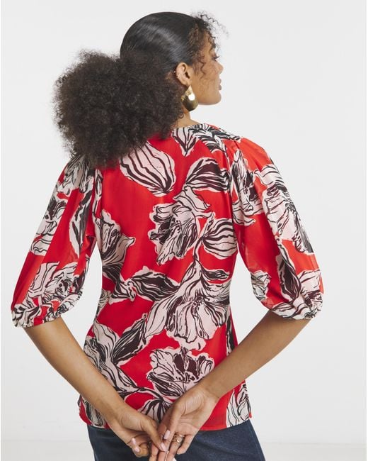 Joanna Hope Red Puff Sleeve Top