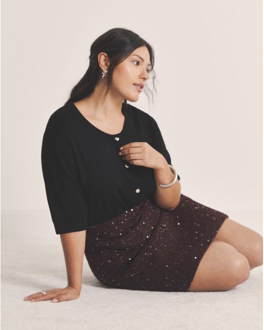 Simply Be Red Sbe Boucle Mini Skirt With Wool