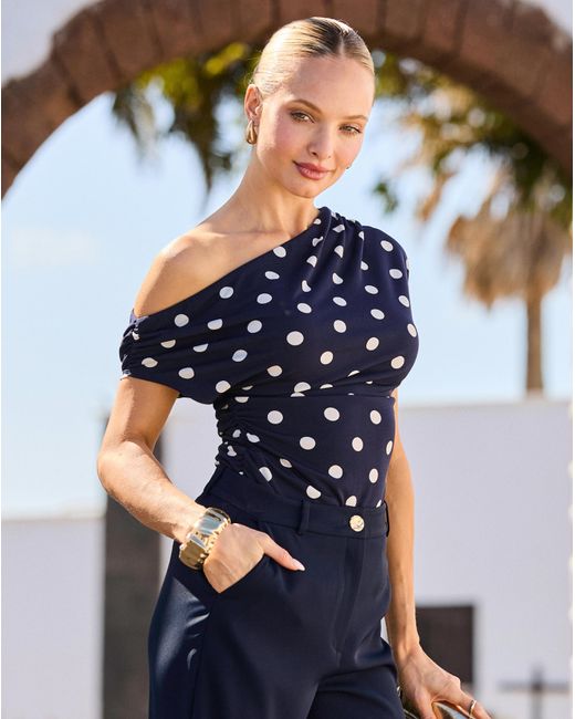 Sosandar Blue Off The Shoulder Top