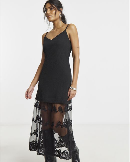 Simply Be Natural Lace Hem Overlay Slip Dress