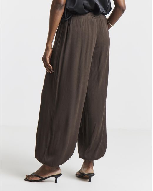 Simply Be Brown Crinkle Balloon Trouser