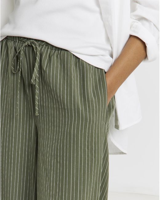 Simply Be Green Khaki Stripe Peg Leg Trouser