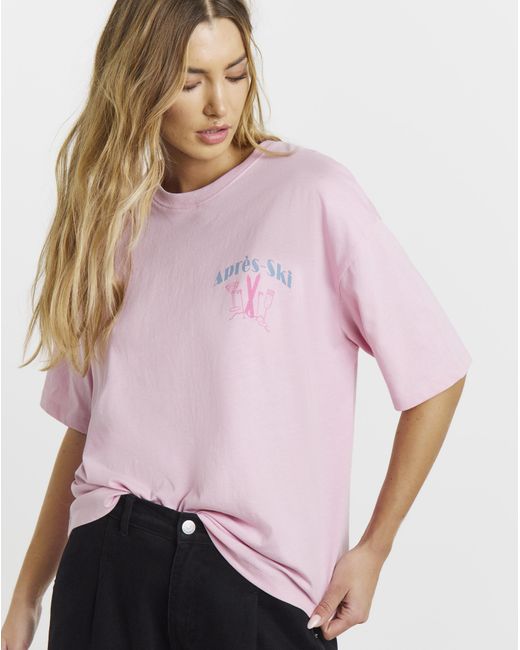Simply Be Pink Apres Ski Graphic T-Shirt