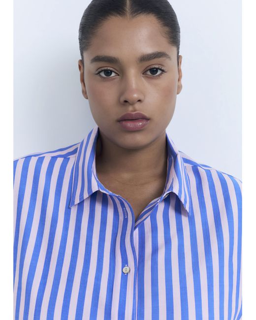 Mango Blue Striped Shirt