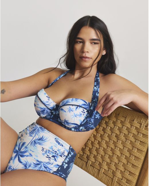 Figleaves Blue Lisbon Halterneck Underwired Bikini Top
