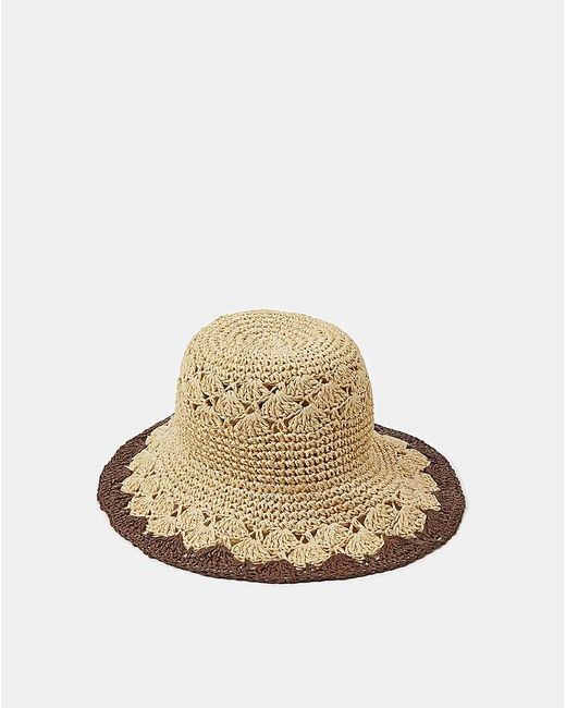 Accessorize Natural Crochet Straw Bucket Hat
