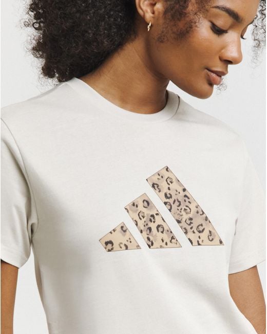 Adidas Gray Animal Print Essentials T-Shirt