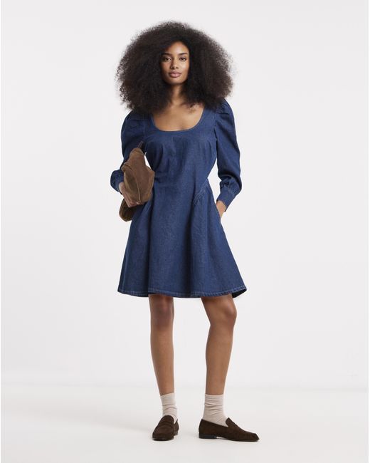 Simply Be Blue Long Sleeve Mini Dress