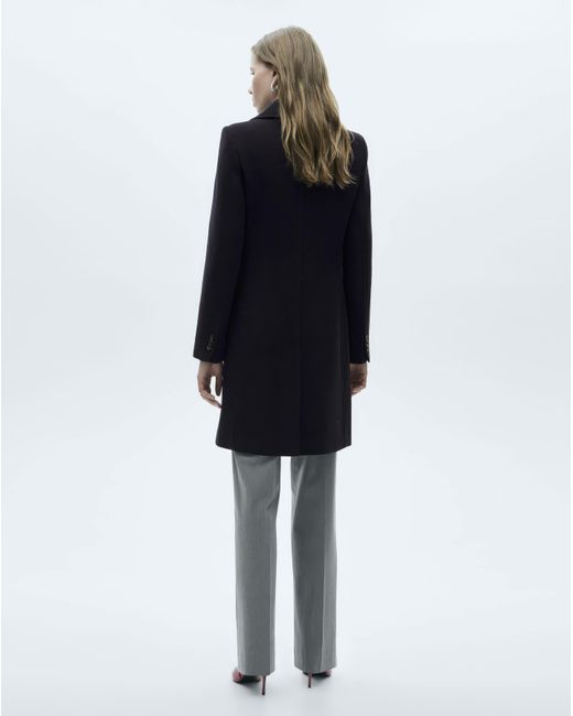 Mango Blue Double Breasted Wool Coat