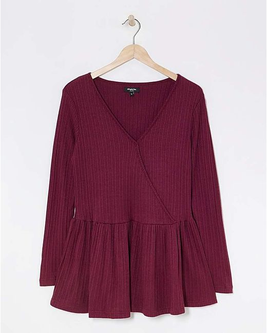 Simply Be Red Rib Soft Touch Mock Wrap Top